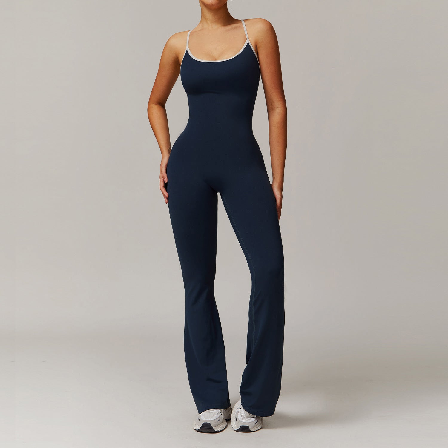 Solid Beauty-back Long Pants Jumpsuit Yoga Fitness Running Dance Slim Bodysuit Women Sports Clothing