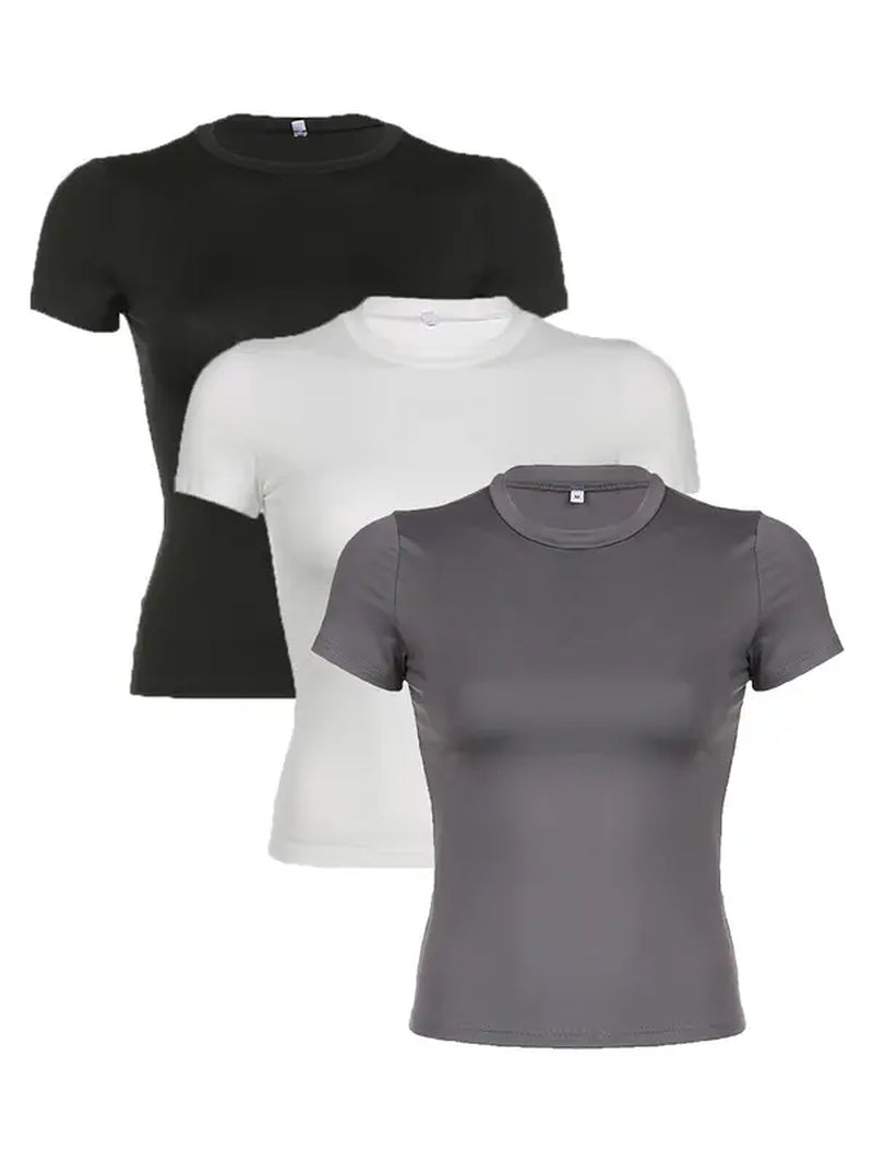  Trendy Basic Short Sleeve Crew Neck Shirt