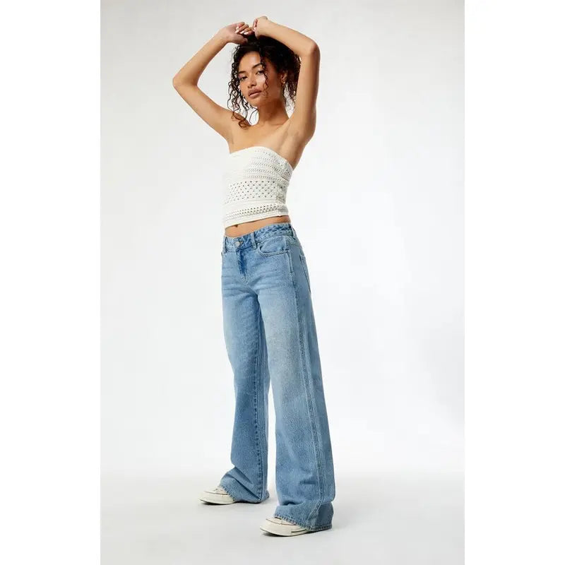 Pacsun Women'S Eco Medium Indigo Low Rise Baggy Jeans